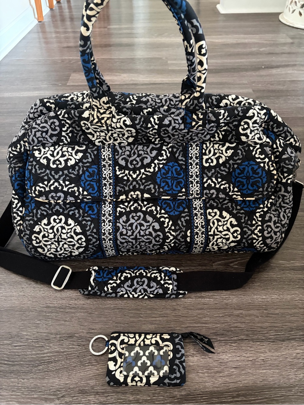 Vera Bradley Canterberry Cobalt weekender duffle with keychain